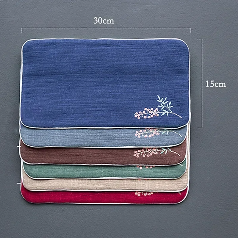 Verdicktes Geschirrtuch aus Baumwolle und Leinen, saugfähiges besticktes Geschirrtuch, individueller Teetisch, Lappenstoff, Teetuch, Teezeremonie-Zubehör