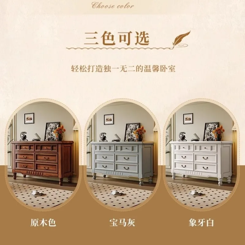 

American six-bucket cabinet solid wood simple modern bedroom drawer cabinet 589 bucket cabinet child living room retro storage c