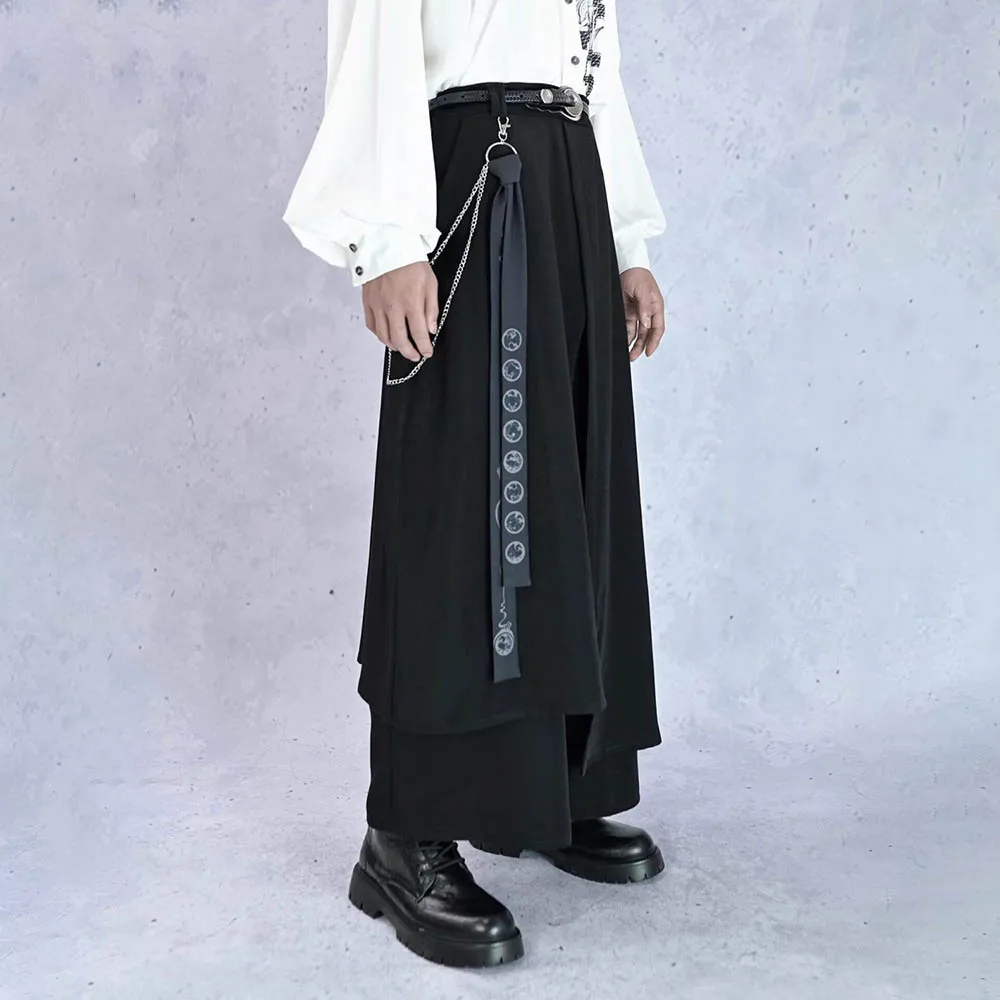 

Мужские брюки-кюлоты с боковой строчкой, повседневные брюки, уличная мода, уличные повседневные универсальные широкие брюки, мужская одежда, новинка 2023 года