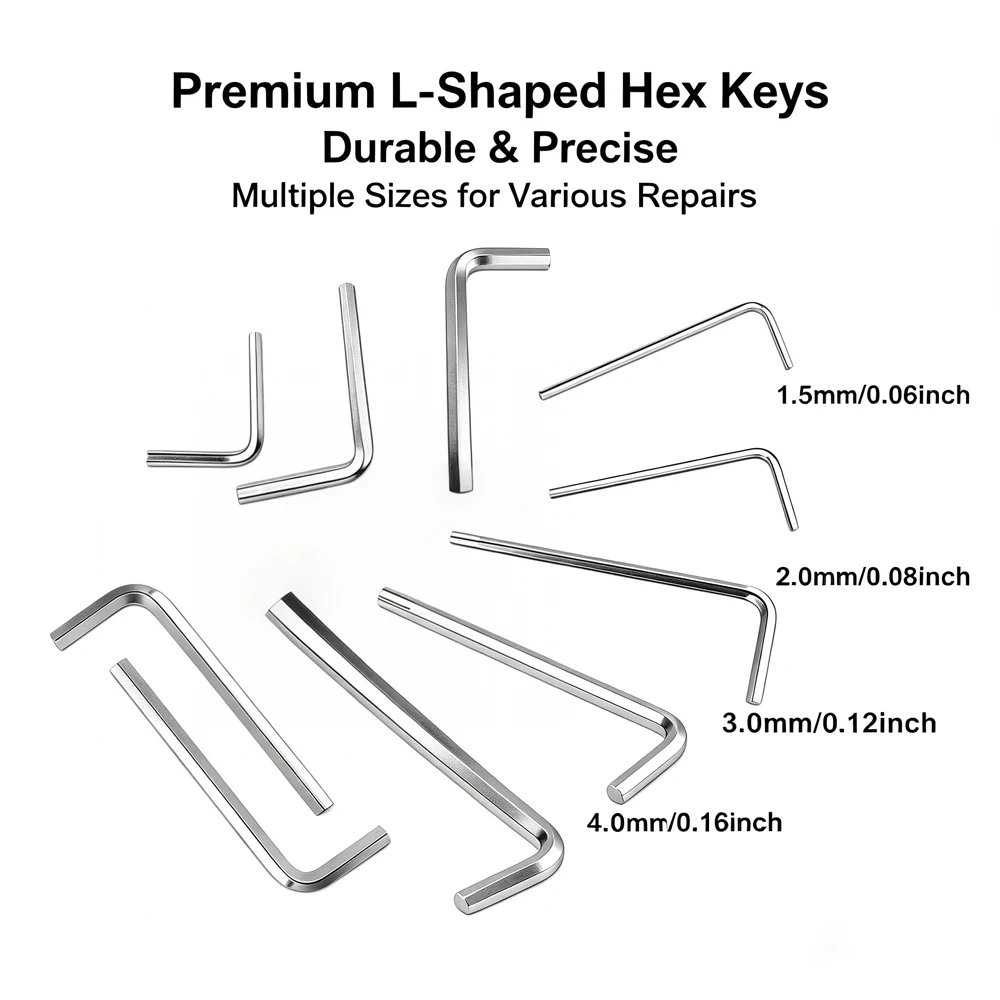 

5-20pcs 1.5/2/2.5/3/4/5mm L-Shaped Hex Wrench, Flat Head Hex Key Allen Tool for Hand Repair & Maintenance, Durables