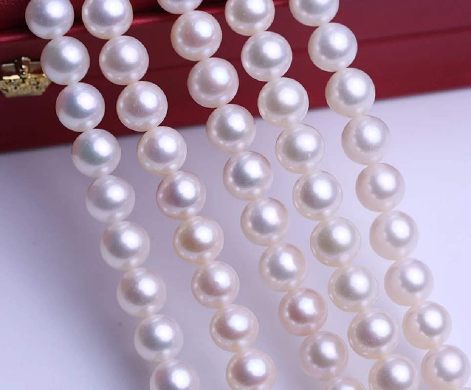 Very high-end and luxurious AAAA+++ 9-10mm Round Akoya White Natural Pearl Necklace with 925s 18inch