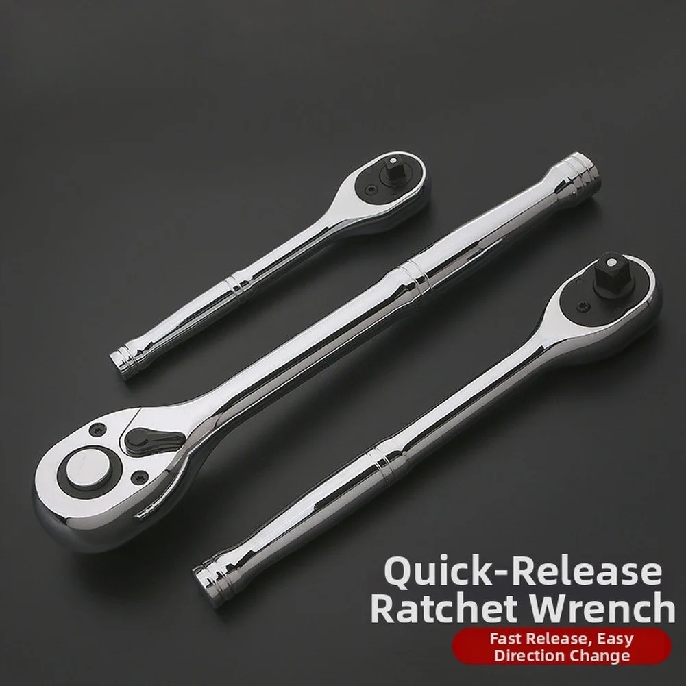 Head Ratchet Wrench 3/8 Drive 90 Tooth Gear 180 Degree Pivot 7 Position for Automotive Repair Industrial Maintenance DIY