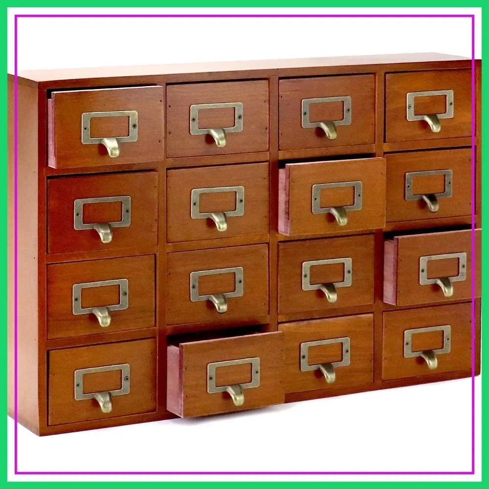 

Wooden Vintage Apothecary Cabinet with 16 Drawers for Home Office & Bedroom Organization