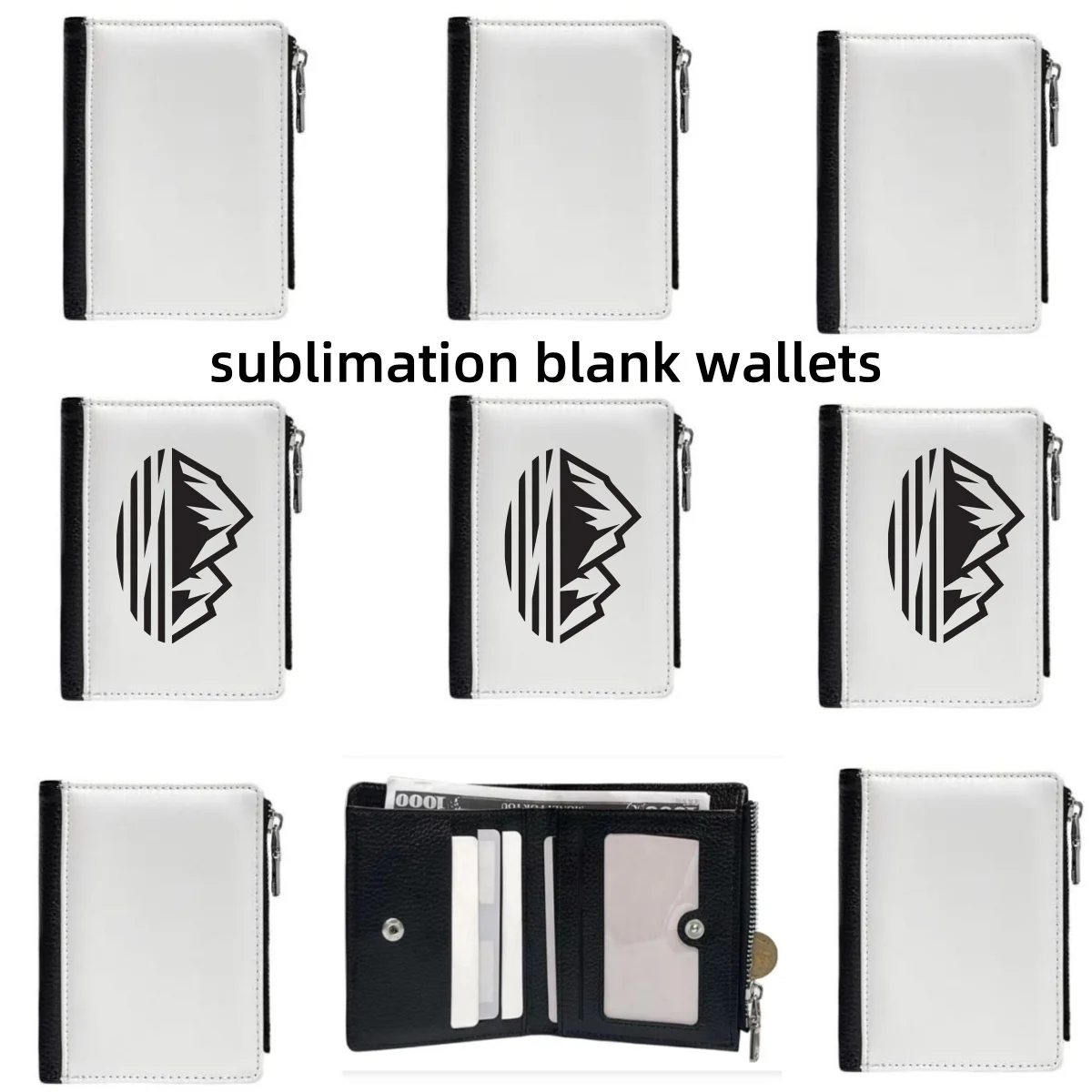 

10 pcs Sublimation Blank Wallets Sublimation Wallet With Zipper for Father's Day Office Travel Supplies for DIY Heat Transfer