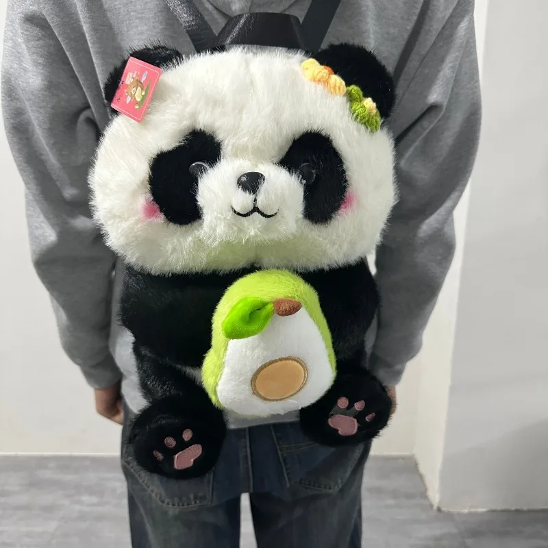 Chinese Style Cute Panda Fashion Plush Backpack Zipper Colorblock Personalized Shoulder Bag 2024 Hot Sale Bags for Women Bolsa