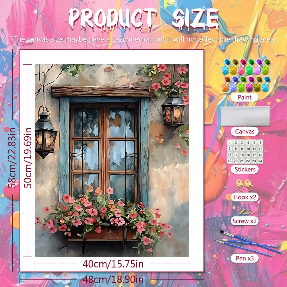 DIY Paint By Number Canvas Kits, Flower Art
