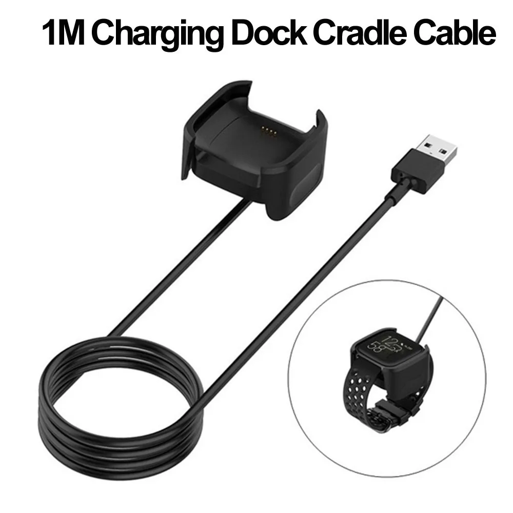 شحن لـ Fitbit Versa / Versa Lite / Versa 2 USB كابل شحن ساعة شاحن جهاز شحن شاحن حوض مهد شواحن
