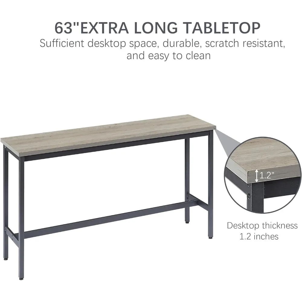 طقم طاولة وكراسي طويلة مكون من 4 قطع، طقم طاولة طعام بارتفاع منضدة صناعية مع طاولة بار أريكة و3 مقاعد منجدة