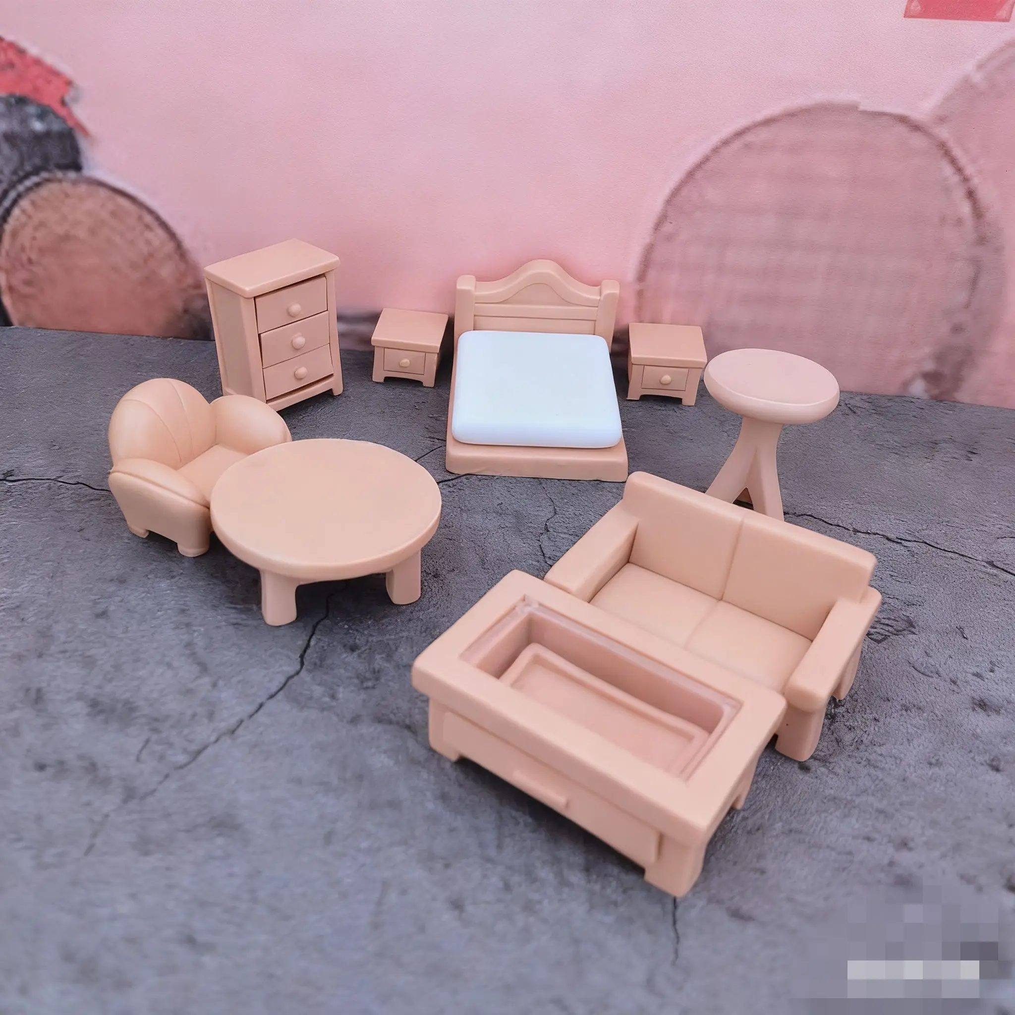 إكسسوارات بيت الدمى - كرسي طاولة مصغر وأريكة أثاث صغير واقعي لتزيين نموذج مشهد مسرح