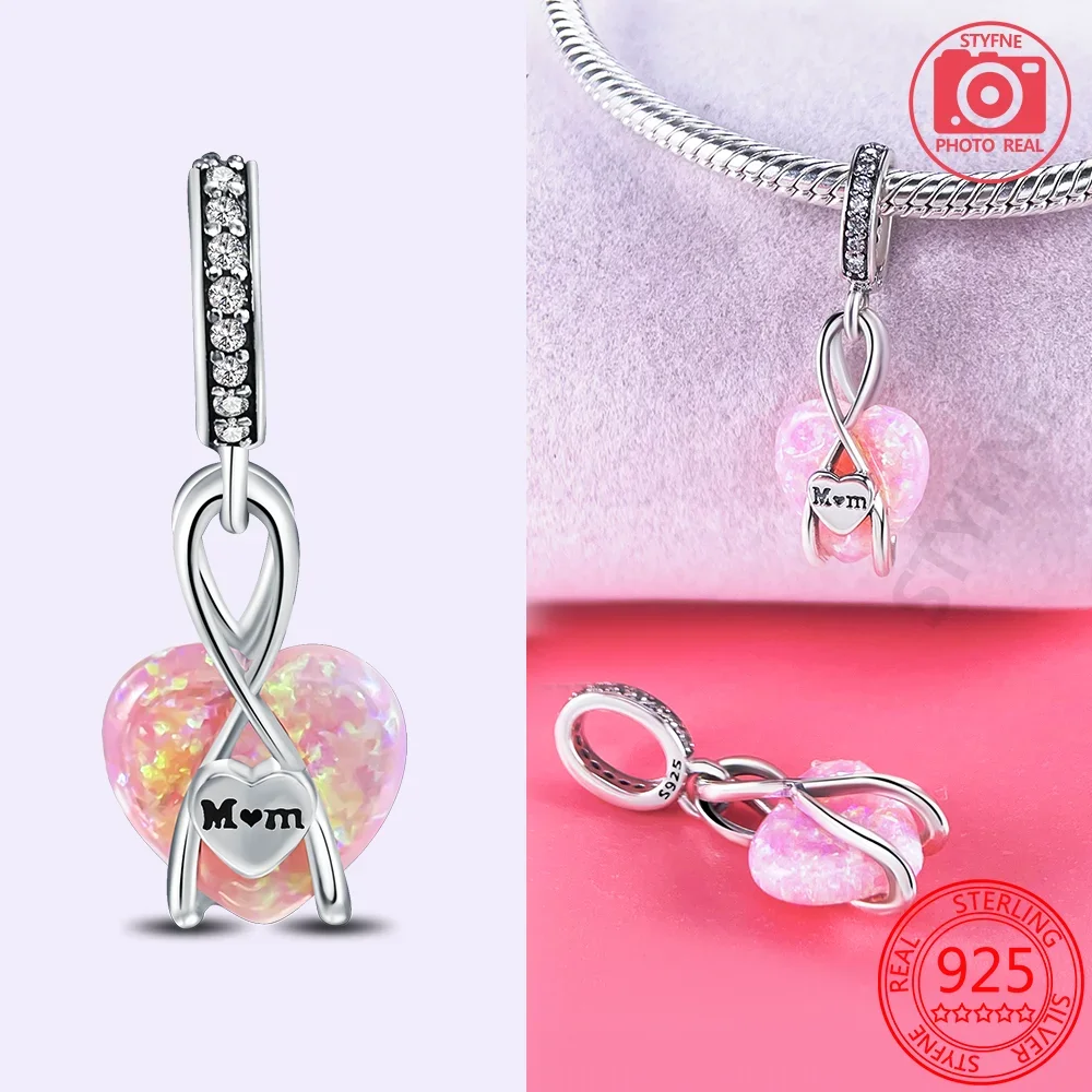 Silver Plated Original 925 Heart Angel Wing Rose Gold Pink Beads Fit Original it Bracelets Bag Charms Jewelry Gifts for Women view 5
