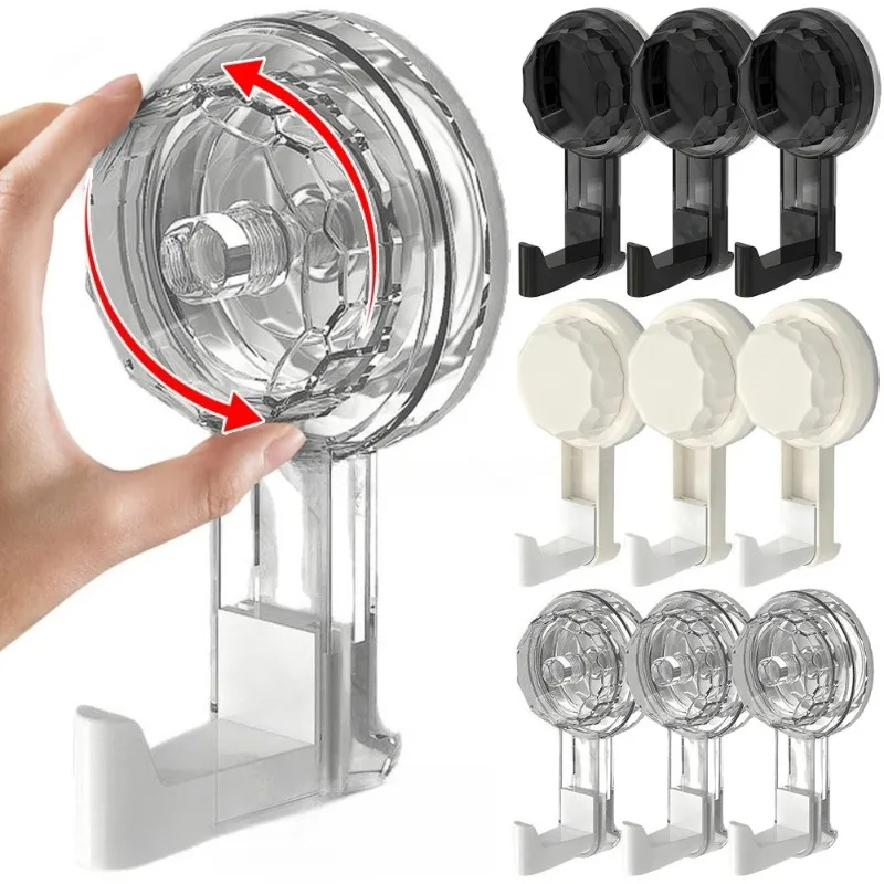 Black Vacuum Hooks Powerful Suction Cup Reusable Storage Hook Heavy Duty Bathroom Kitchen Hanger Traceless Clothes Wall Hook