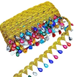 1yard water drop drilling tassel lace clothing bag accessories DIY handmade decoration