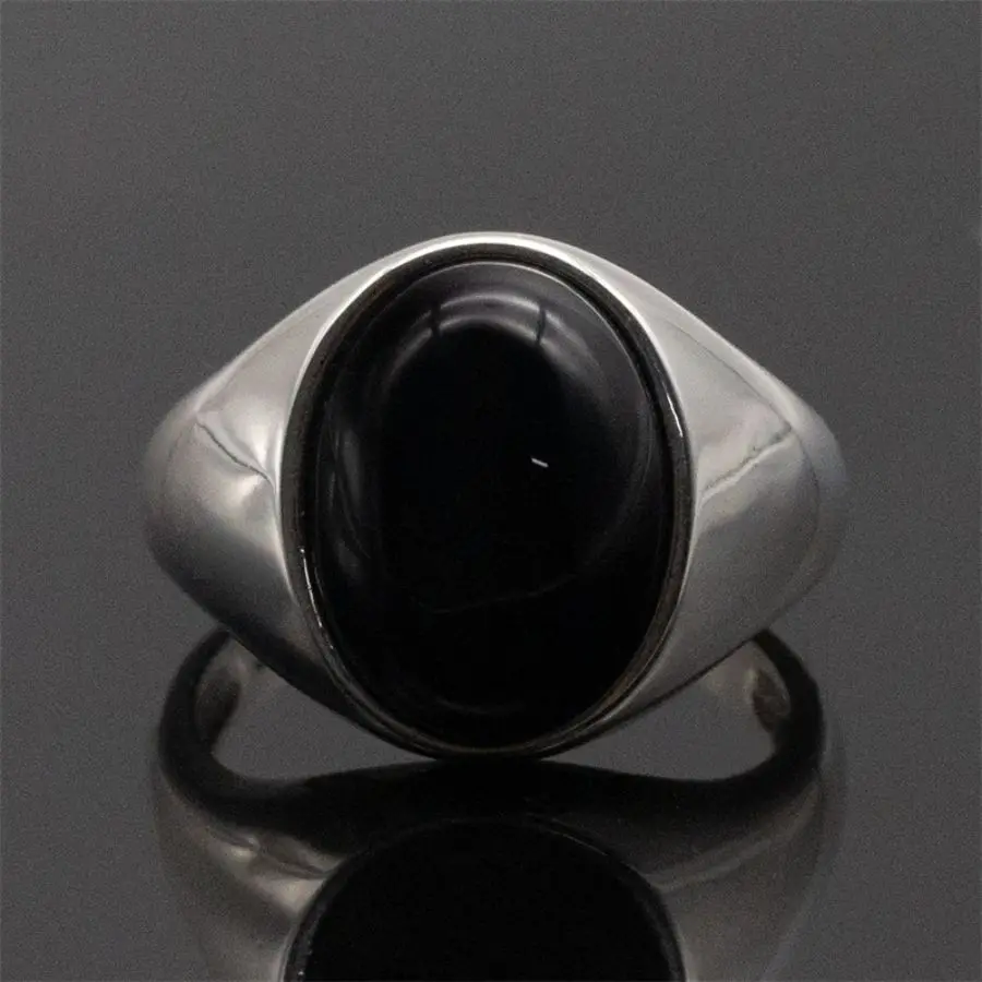 925 Sterling Silver Stone Made rings Men Vintage Natural Black Stone Handmade Silver Man Hand Male Female rings