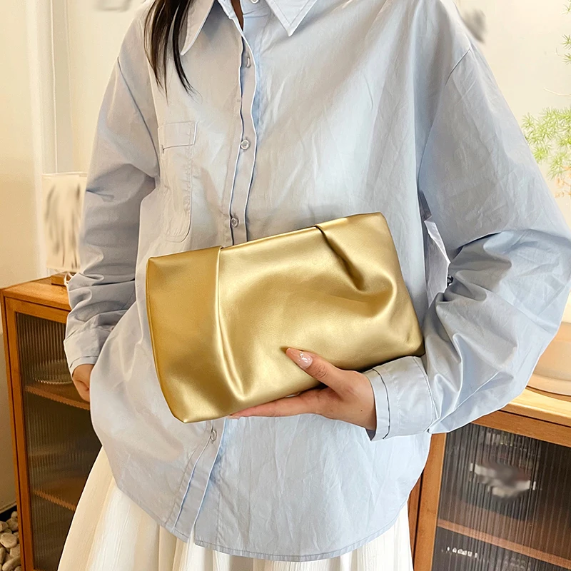 

Роскошная вечерняя сумка с плиссированной текстурой, модный мягкий однотонный клатч, женские сумки, сумки для ужина, свадебные сумки-конверты