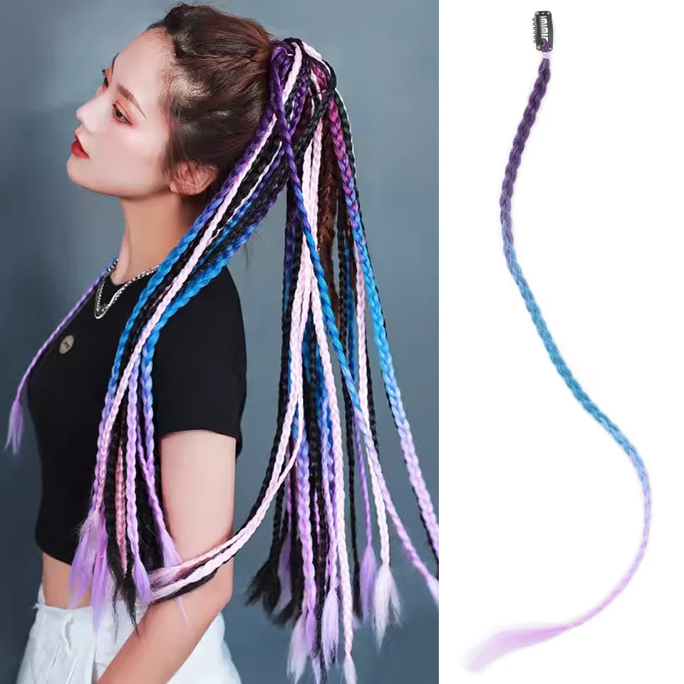 24-inch Y2K Heat-Resistant Synthetic Fiber Braided Ponytail Hair Accessory with Clips for Women's Wigs And Daily Party Use
