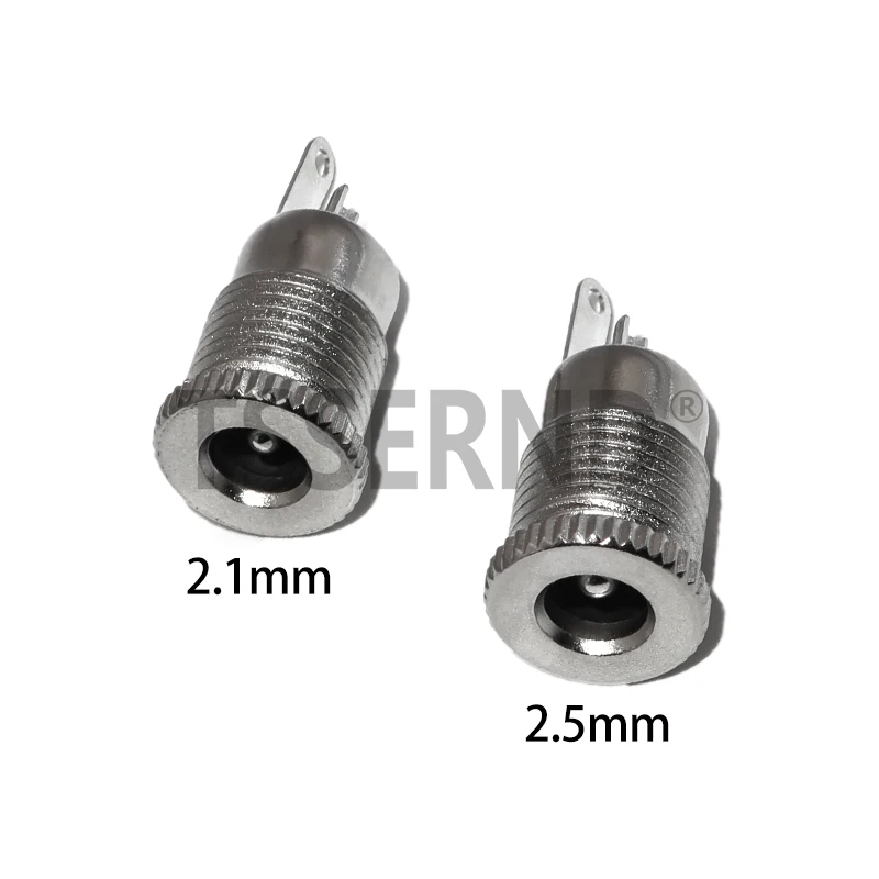 5PCS DC099 5.5 mm x 2.1mm DC Power Jack Socket Female Panel Mount Connector Metal DC-099 Open Hole 11MM 5.5*2.1 5.5*2.5