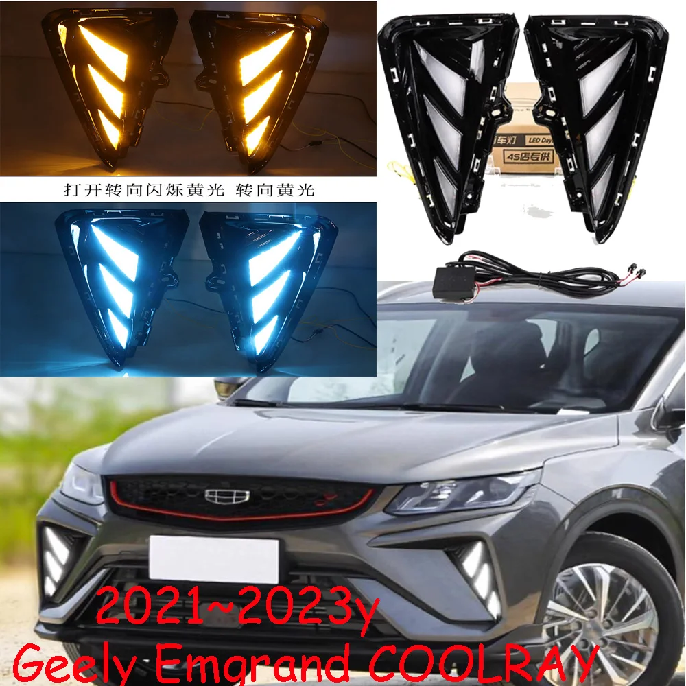 car bumper headlight Geely Emgrand Coolray daytime light  2021~2023 car accessories LED headlamp Geely Emgrand Coolray fog light