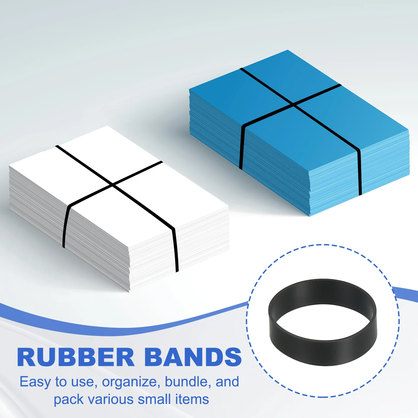 80 Stück Silikon-Gummibänder, Kabelbinder, flaches elastisches Gummiband für Bürobedarf, Kabelwicklung für zu Hause, weiß/schwarz, 0,4–0,9 Zoll – Detail 3