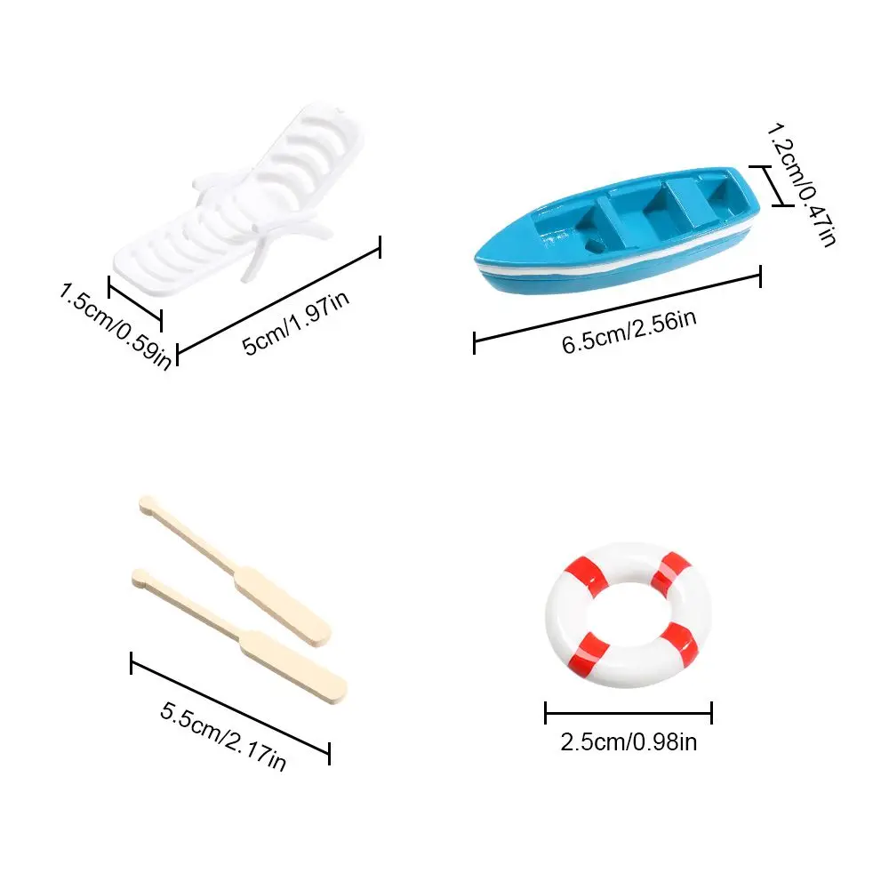Mini Sea View Decoration Ornaments Micro Landscape Paddle Boat Beach Chair DIY Fairy Garden Miniature Dollhouse Accessories