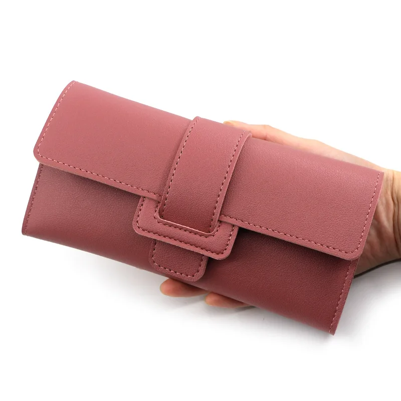 New Fashion All-in-one Simple Women's Purse Long Personality Clutch Bag Three Fold Bag Buckle Card