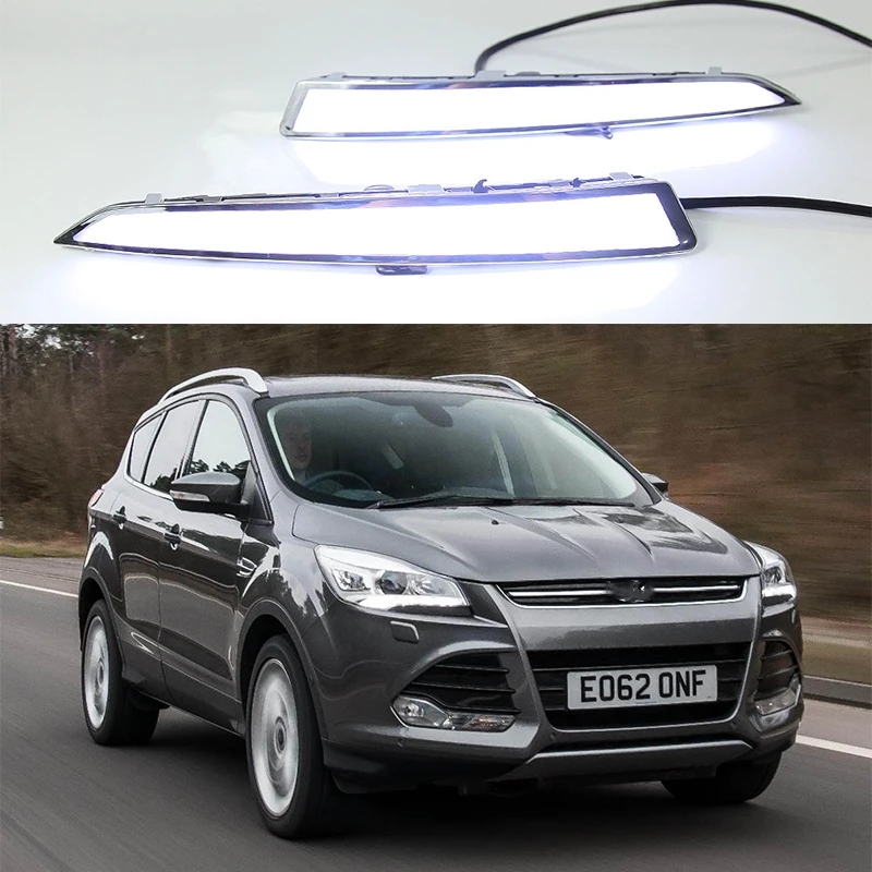 

LED DRL Car Daytime Running Light Front Bumper Driving Fog Lamps Assembly Accessories For Ford Kuga 2013 2014 2015 2016