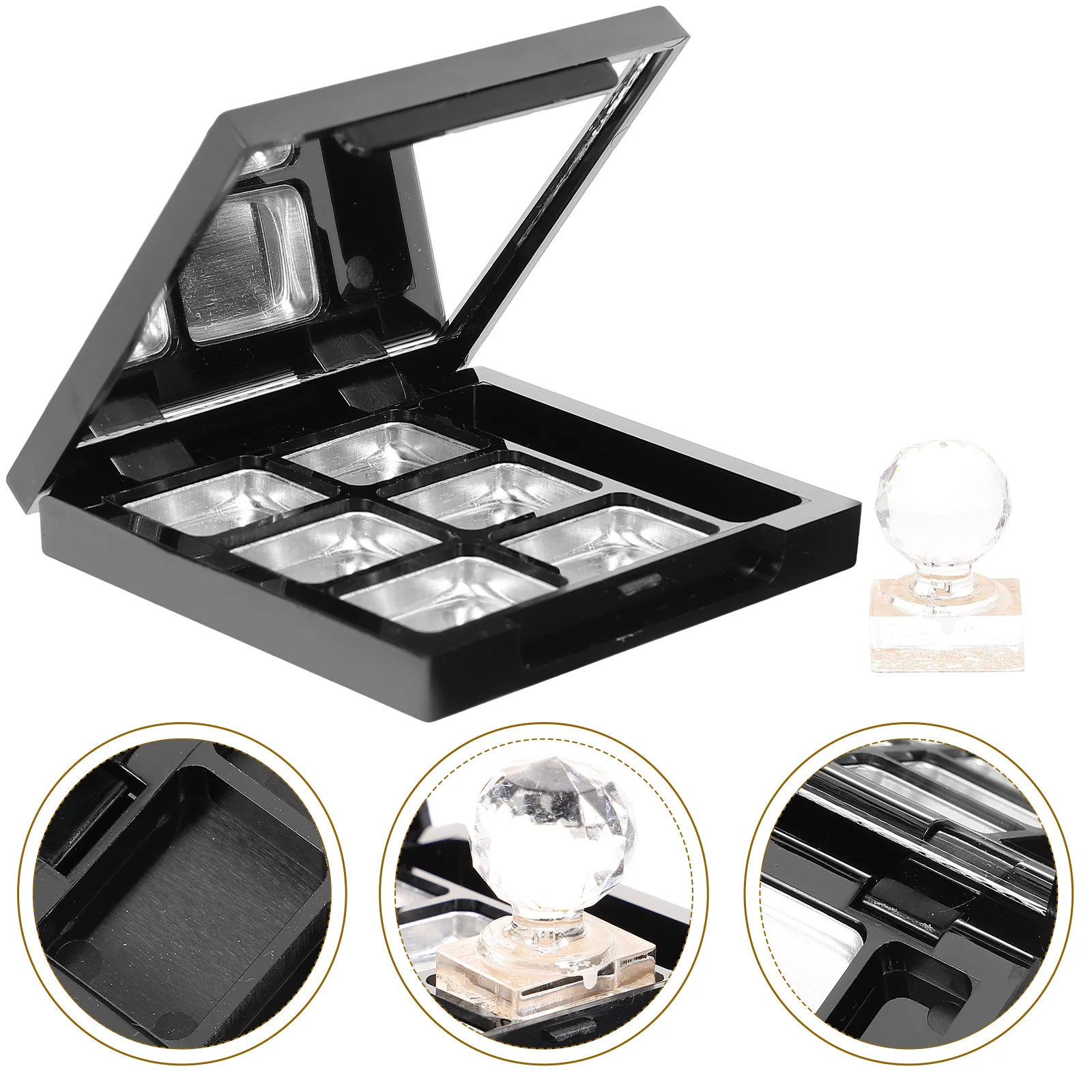 1 Set Compact Empty Highlighter Case Mirror Inside Refillable Cosmetics Container empty eyeshadow tray