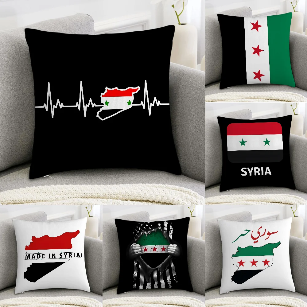 Syrian Revolution Flag Pillow Case Sofa Decorative Home Double-sided Print Plush Square Throw Pillow Covers Cushion Decor Cover