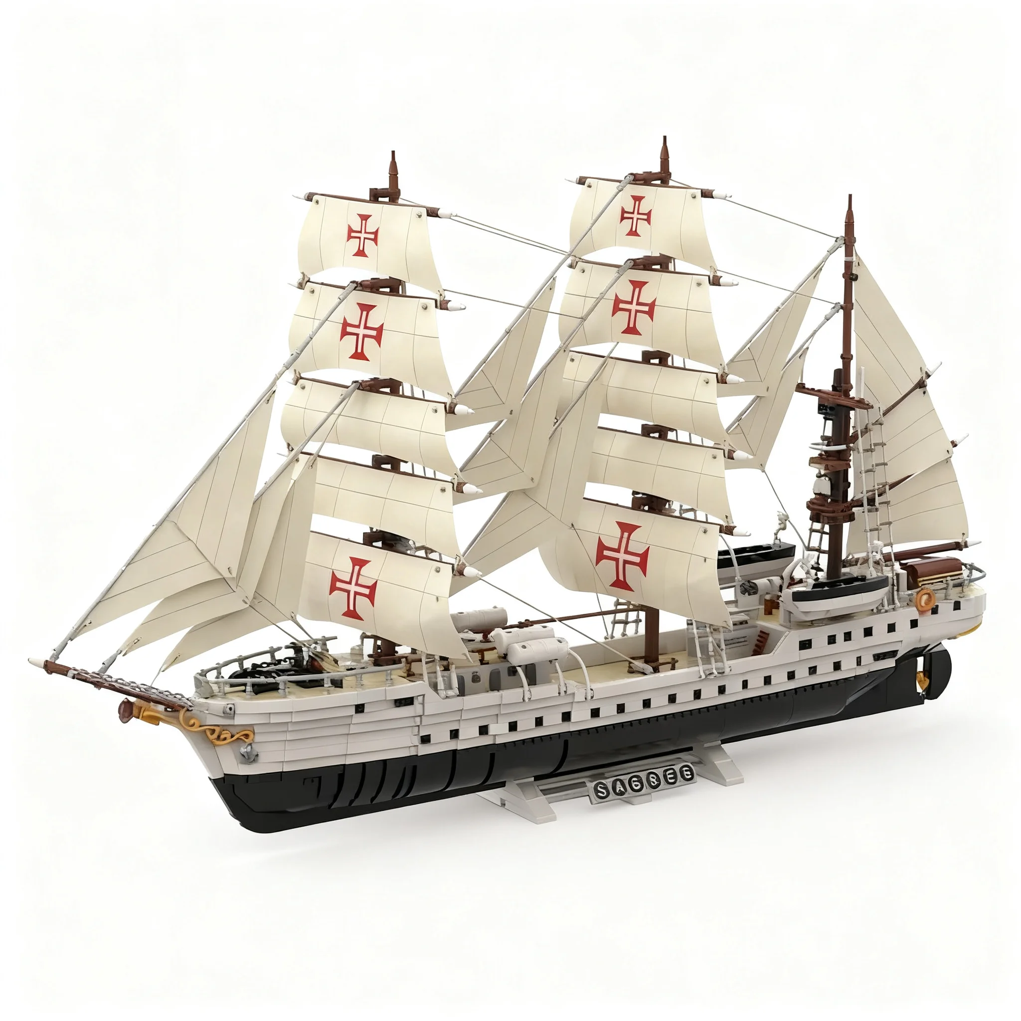3236pcs MOC NRP Sagres Sailing Ship Boat Model Building Blocks Birthday Assemble 3D Craft Display DIY Creative Art Collection