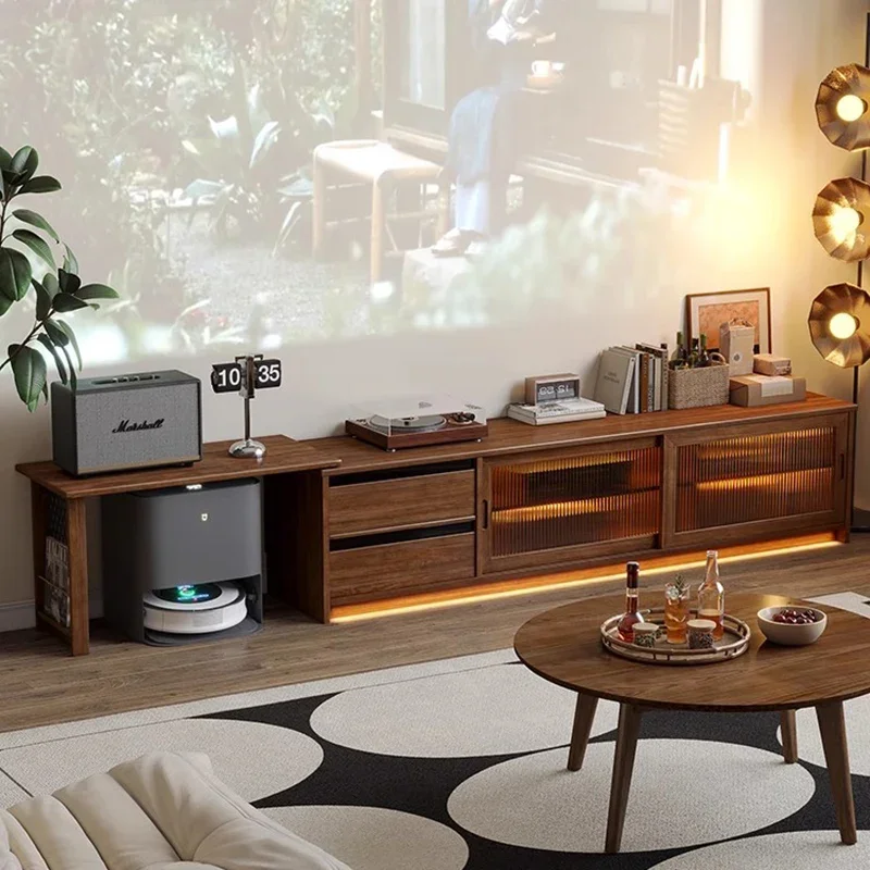 

Nordic Creative Solid Wood TV Stand Retro Storage Italian Expandable Small Space Floor-Standing Living Room Furniture FYTS​