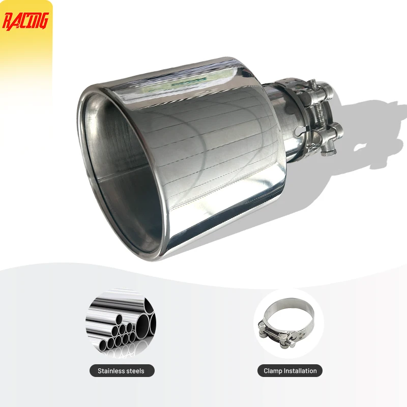 1 Piece Exhaust Tip Car Muffler System Silver Stainless Tail Tips Modify Pipe Cars Accessories For BMW AMG