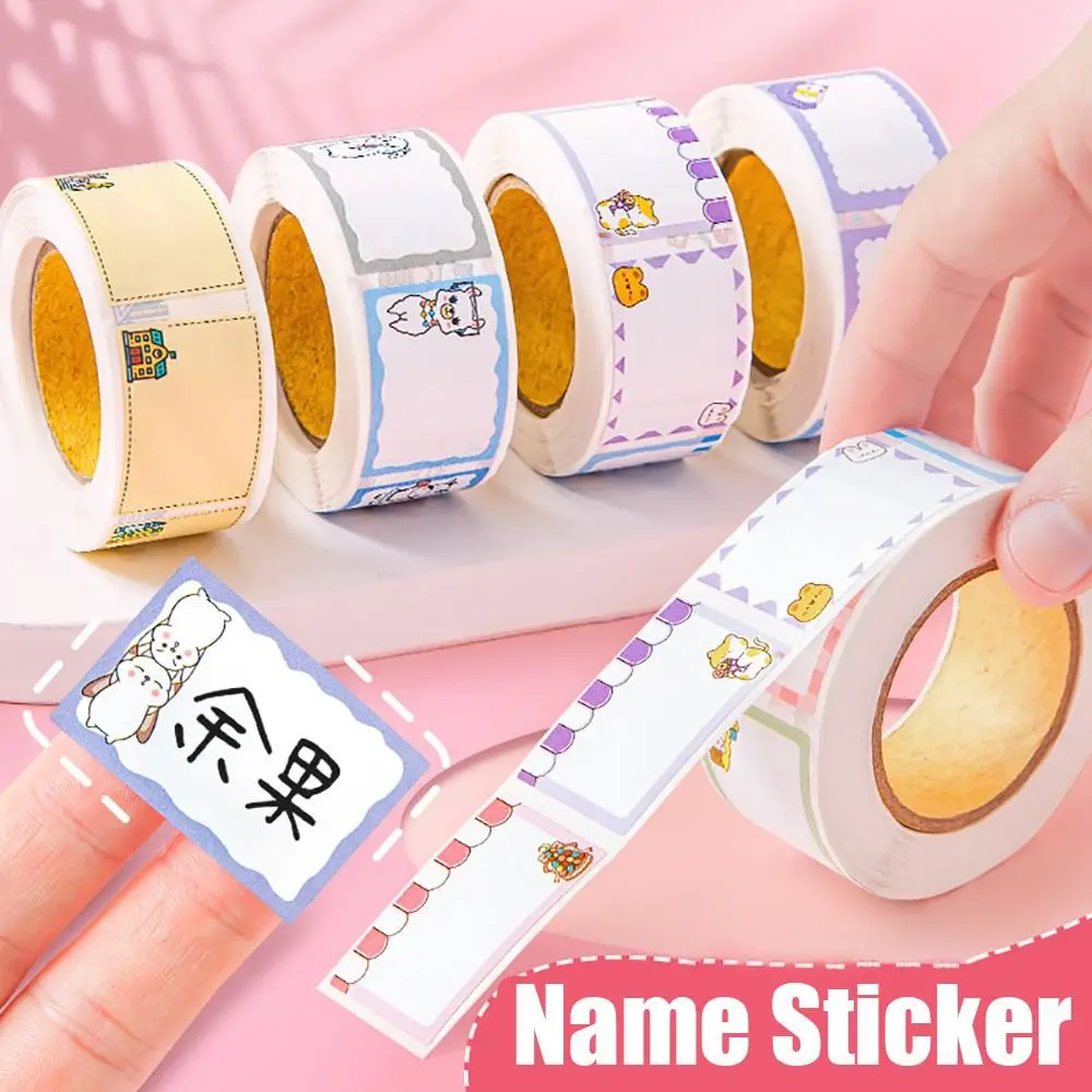 350Pcs/Roll Custom Name Sticker Handwritten Self-adhesive Labels Sticker 8 Patterns Student Stationery Tag Sticker School