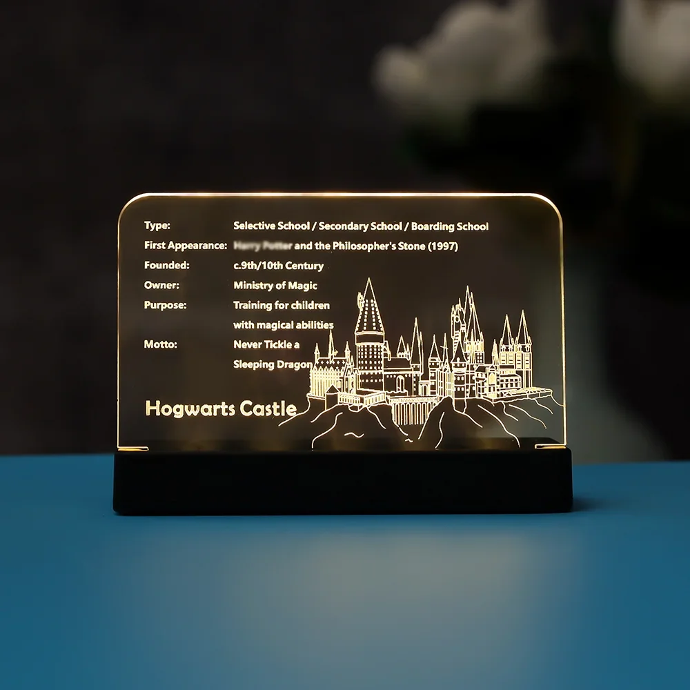 لوحة عرض أكريليك بإضاءة LED لوحة تسجيل لوحة اسم للقلعة 71043 مجموعة ألعاب الطوب لبنات البناء