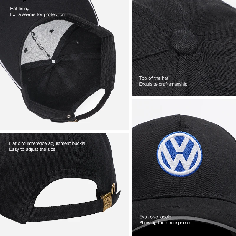 For Volkswagen VW Car Emblem Embroidery Snapback Baseball Cap Spring And Autumn Outdoor Adjustable Casual Hats Sunscreen Hat