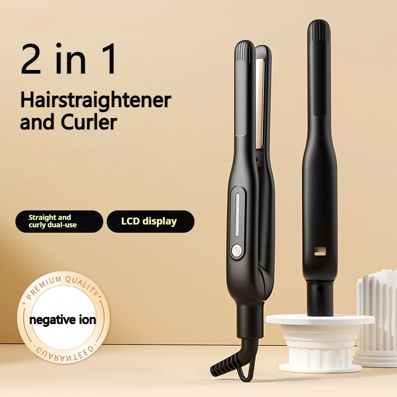 

Men's Hair Straightener Curling Iron Dual Use - 13mm Narrow Panel Negative Ion LCD Display Fast Heating Travel Styling Tool