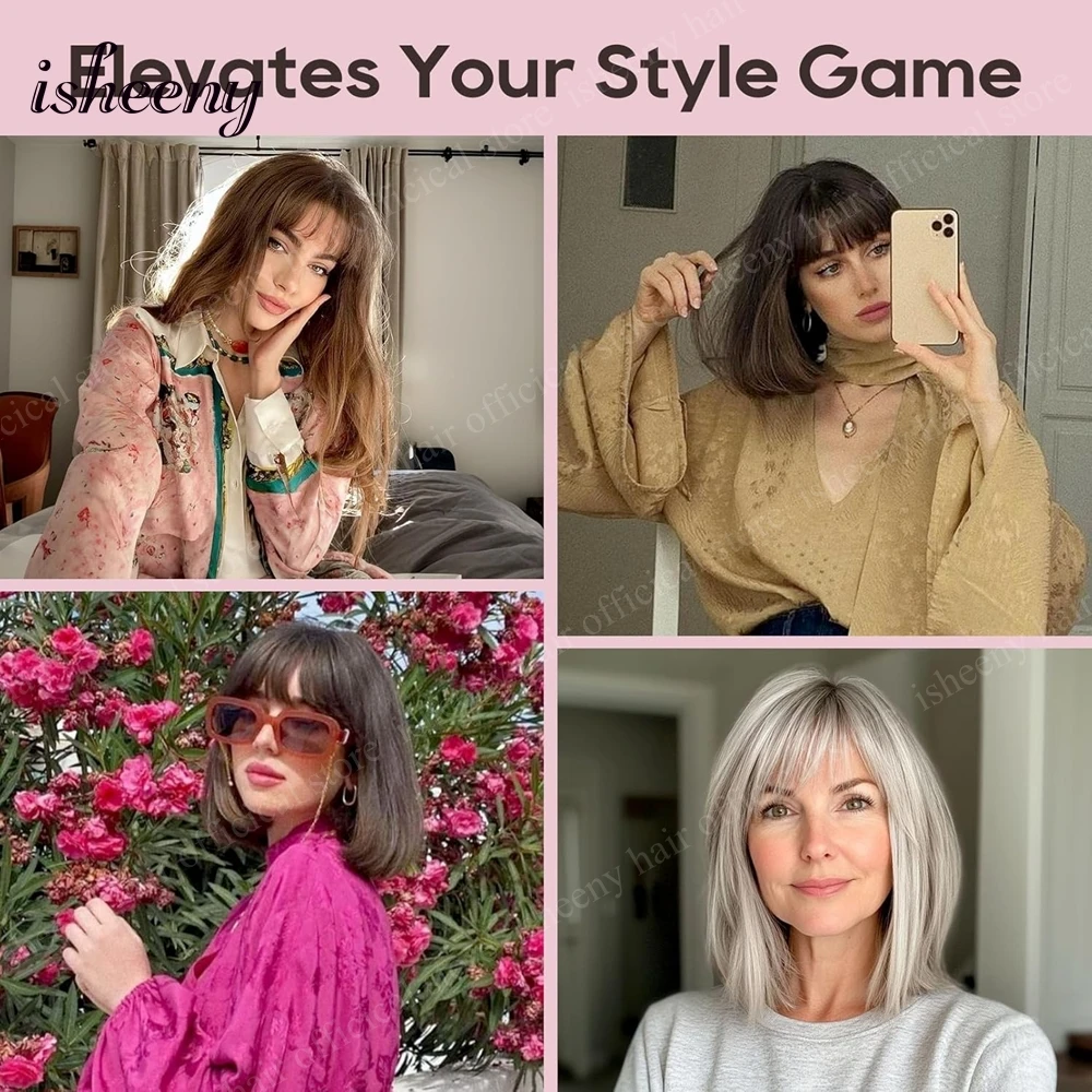 أغطية شعر بشري من isheeny مقاس 5 × 9 سم للنساء، جزء علوي رفيع بمشبك مع ثلاثي الأبعاد 360 ° تغطية الانفجارات الهوائية هامش الشعر 8 بوصة-14 بوصة #6