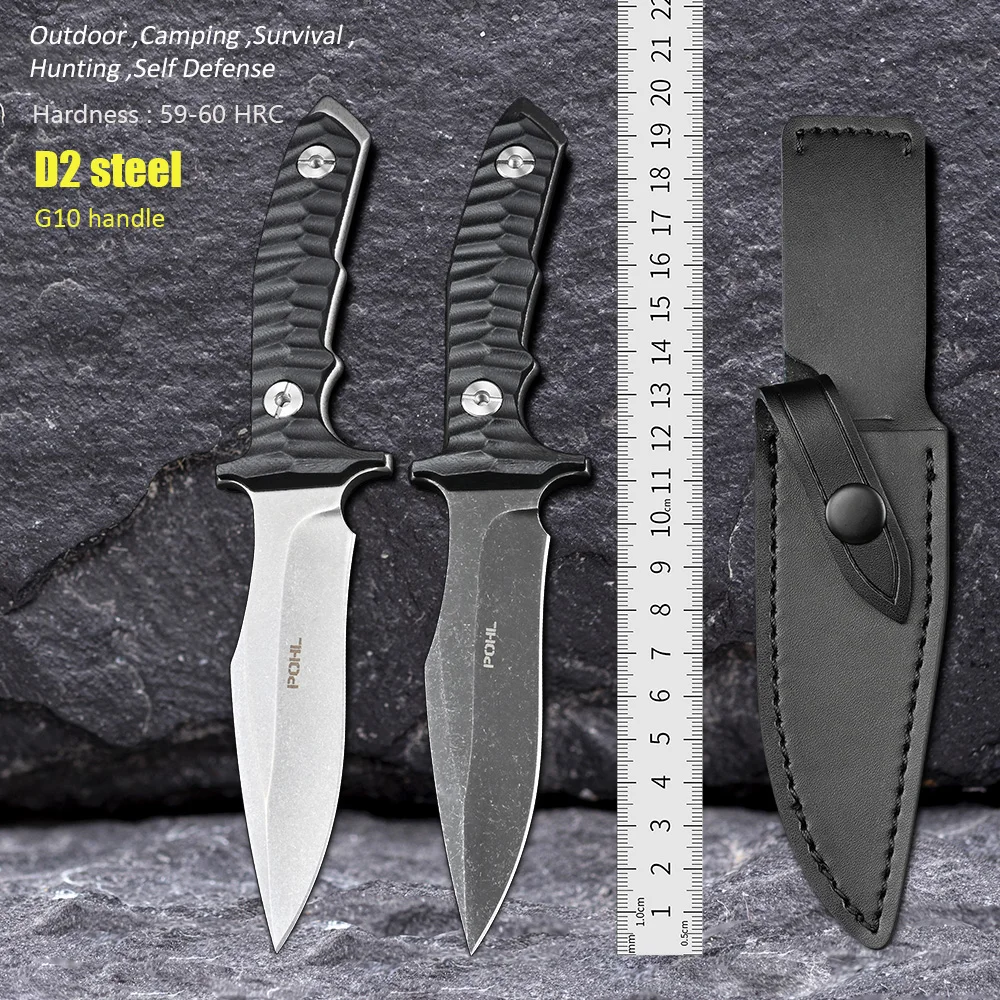 

Outdoor Tactical Survival Knives Utility Rescue Self Defense EDC Tools Fixed Blade Knife D2