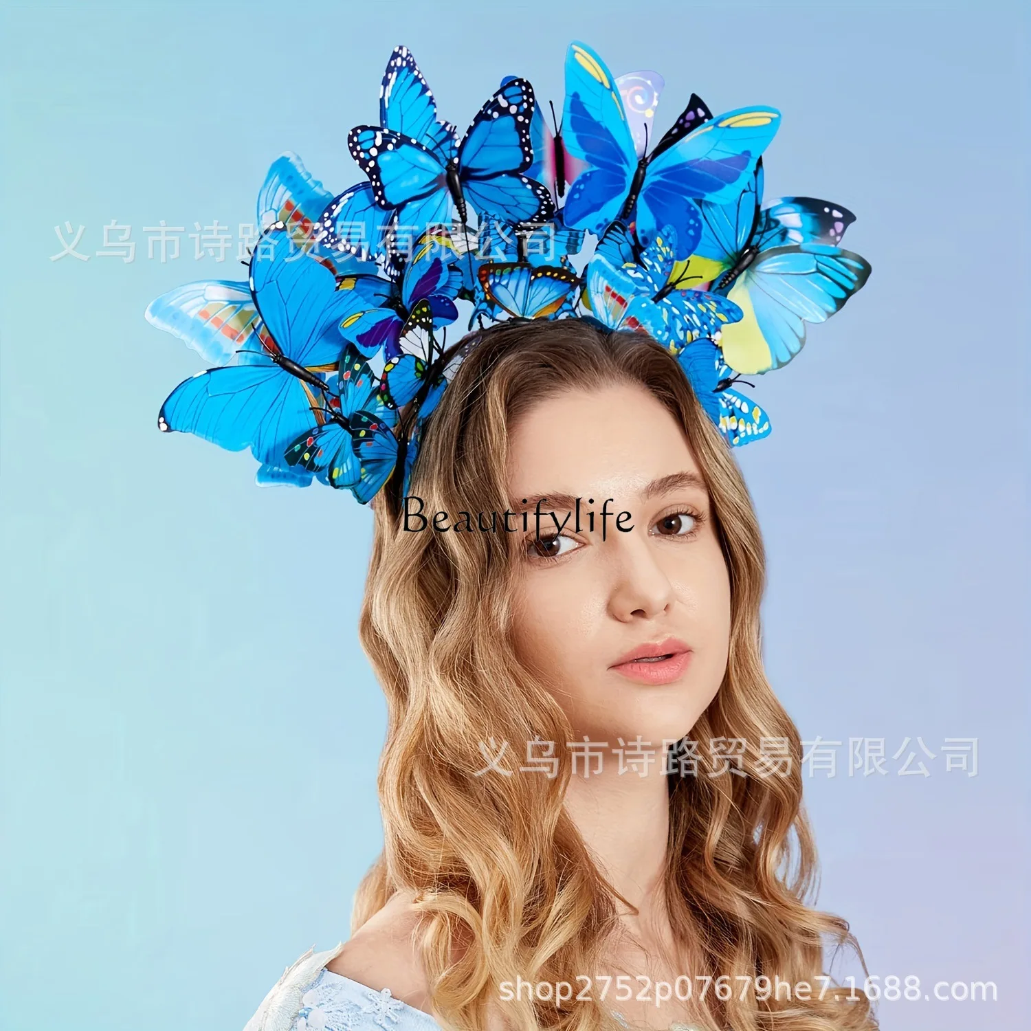 European and American new three-dimensional bow headband head flower bridal headgear travel photo