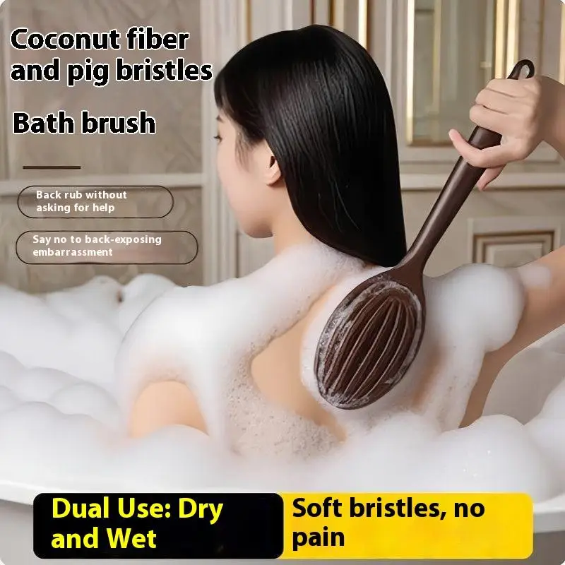 

Z. Bath Shower Brush Bathing Brush Dry Skin Body Soft Natural Bristle Massager Care Tool Soft Natural Bristle PE Handle