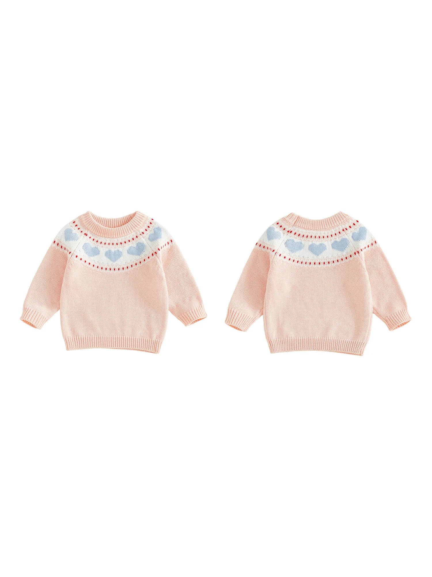 عيد الحب طفل صبي فتاة القلب طباعة سترة Crewneck كم طويل البلوز متماسكة أعلى مكتنزة تريكو الدافئة البلوز