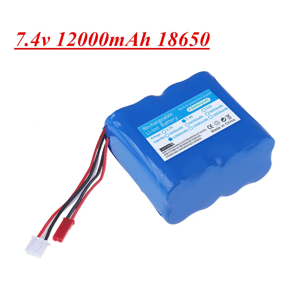 JST Plug 7.4V 12000mAh 18650 2S Li-ion Battery For HuanQi 957/948/848B/827B/823/955/956/957/948 MJX F45/T55 RC cars Accessory