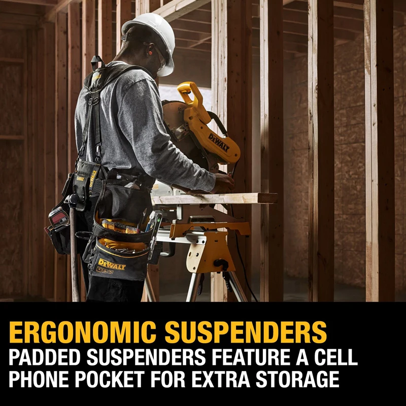 Imagem -06 - Dewalt-professional Tool Belt Organizador com Suspensórios Heavy Duty Construção Tool Kit 25 Bolsos Dwst540602