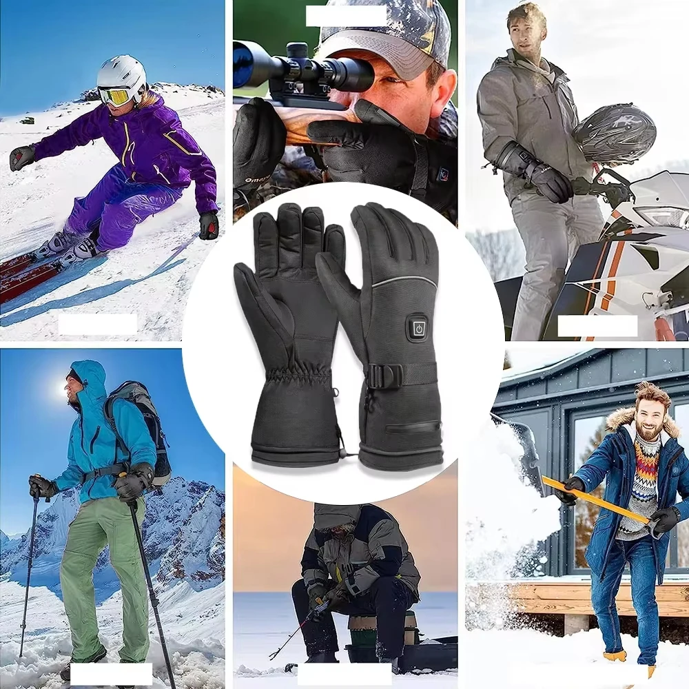Winter Ski Electric Heating Gloves Waterproof Warm Rechargeable Heated Gloves Snowmobile Specialized Thermal Insulated Handwear view 5