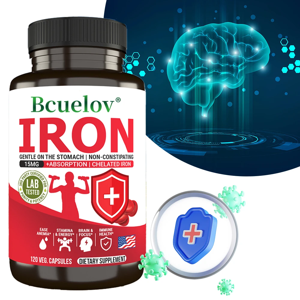 

Iron Supplement 15 Mg, High Potency Iron Supplement, Cellular Energy Support, Promotes Healthy Red Blood Cell Production