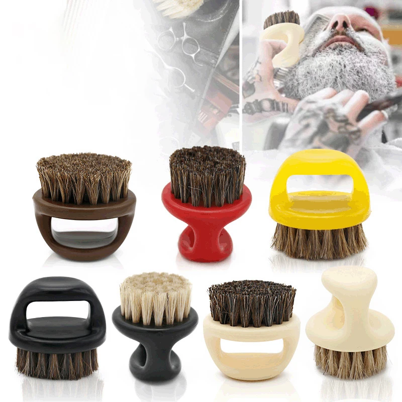 Men's Beard Ring Brush Design Horse Bristle Men Shaving Brush Portable Barber Beard Brushes Salon Face Cleaning Razor Brush