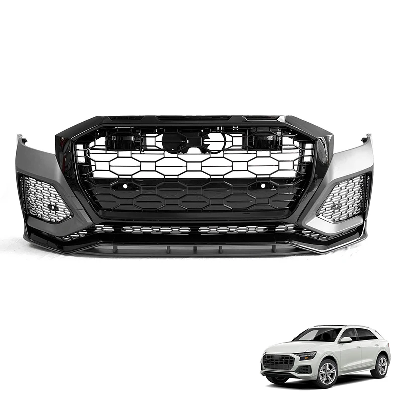 RSQ8 Centre Grille 2019-2023 Retrofit RSQ8 Grille Tank Cover RSQ8 Tail Lip Tail Pipe Front Bumper Body Kit For Audi Q8 2019-2023