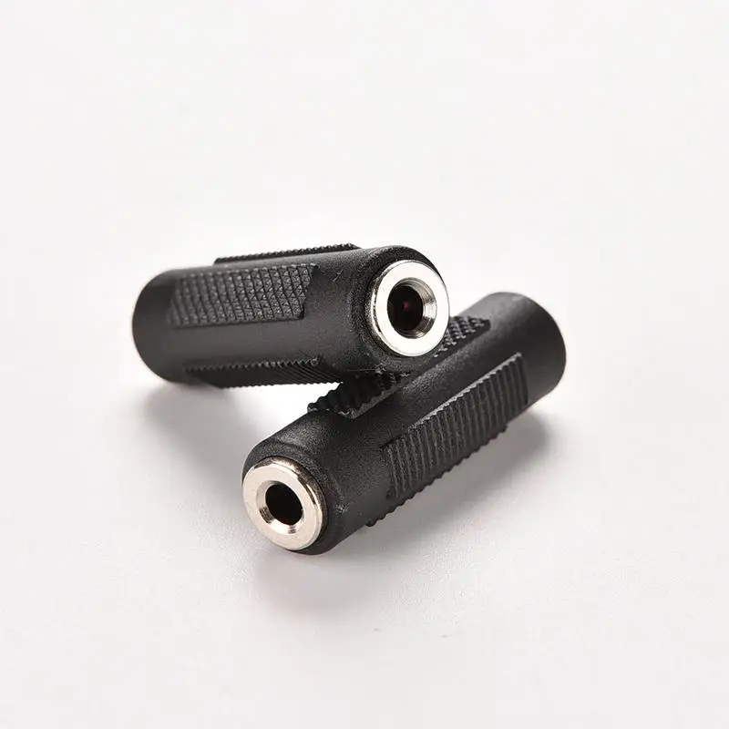 1PC Audio Adapter 3.5mm Female To 3.5 mm Female Stereo Jack Coupler Nickel-plated Extender Connector Black