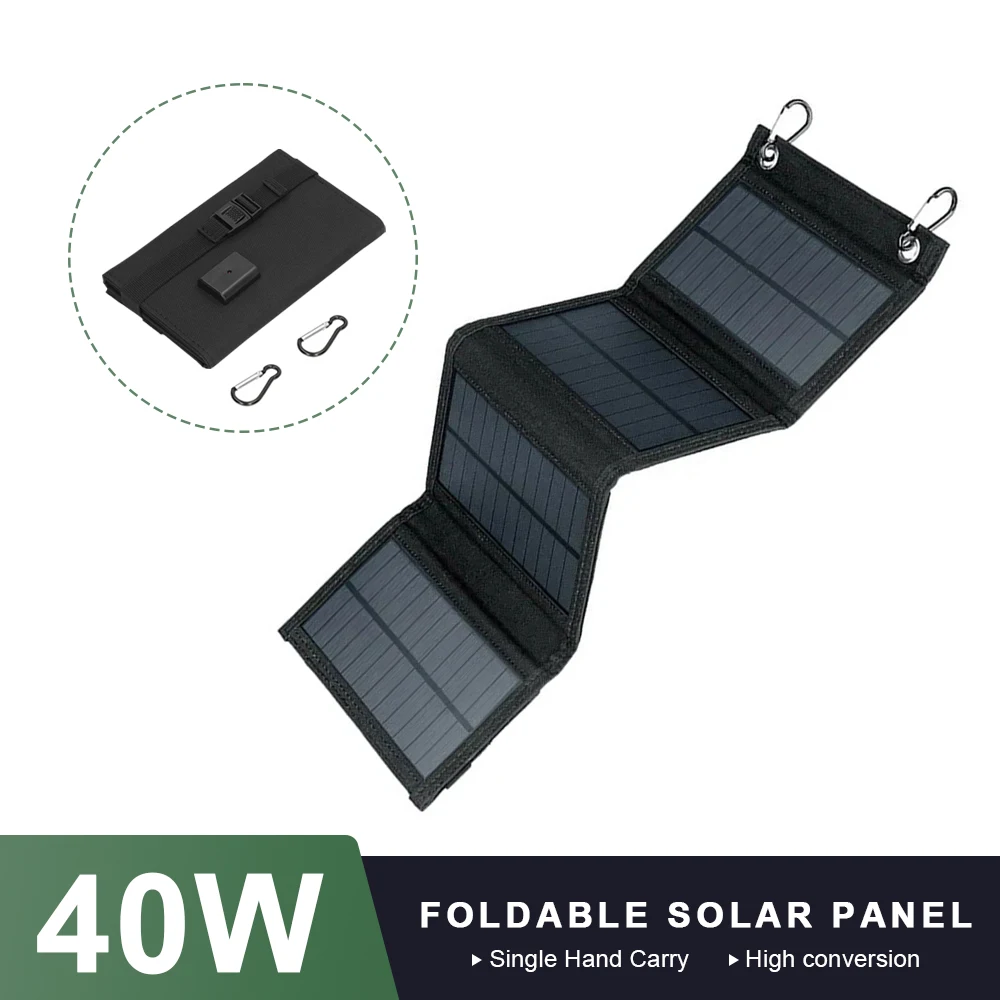 Foldable solar panel 40W portable solar panels charger USB 5V DC Full time power solar panel mobile power supply