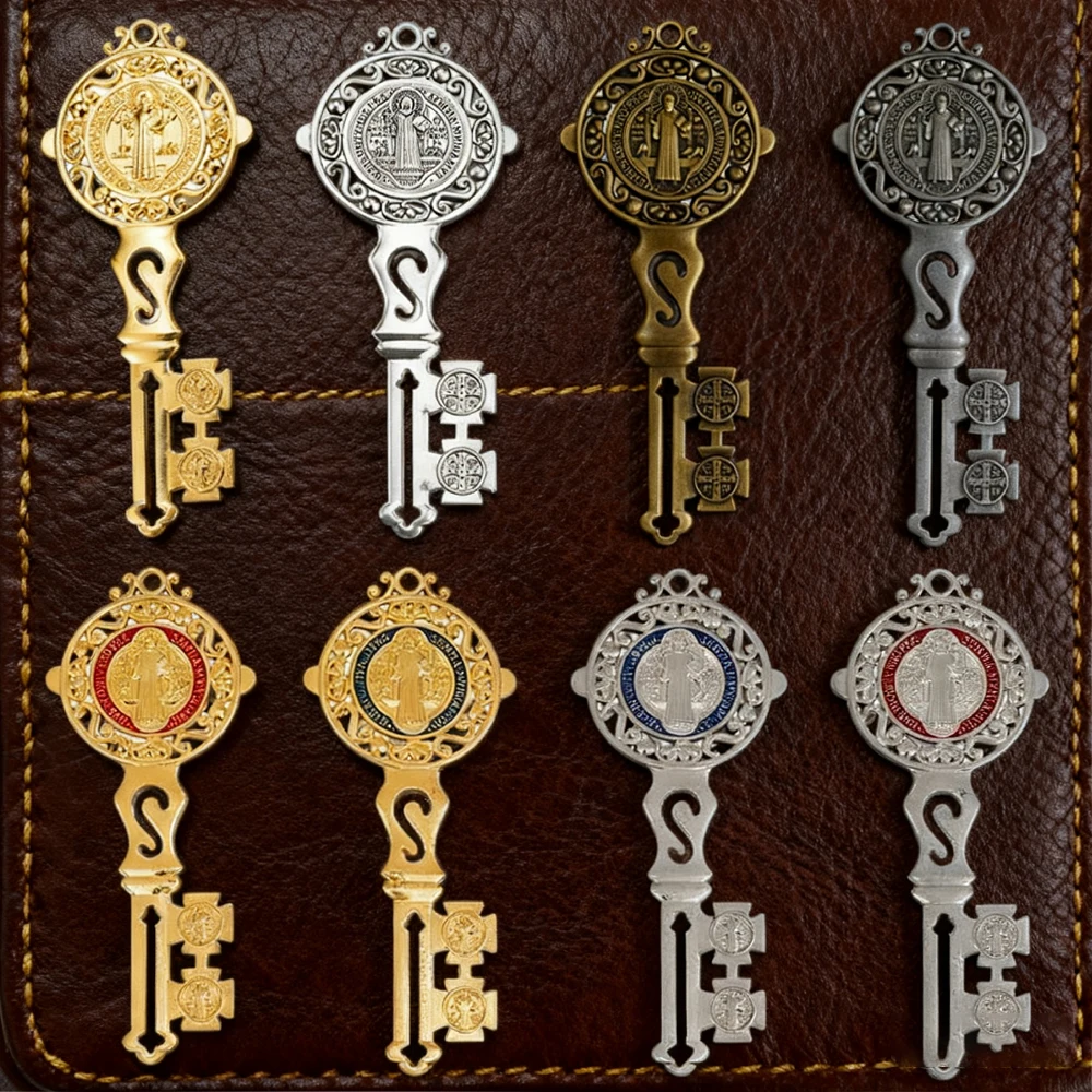 

Vintage-Inspired St. Benedict Key-Shaped Pendants – Religious Car Hanging Ornament | Vintage Home Wall Decor | Christmas Gift
