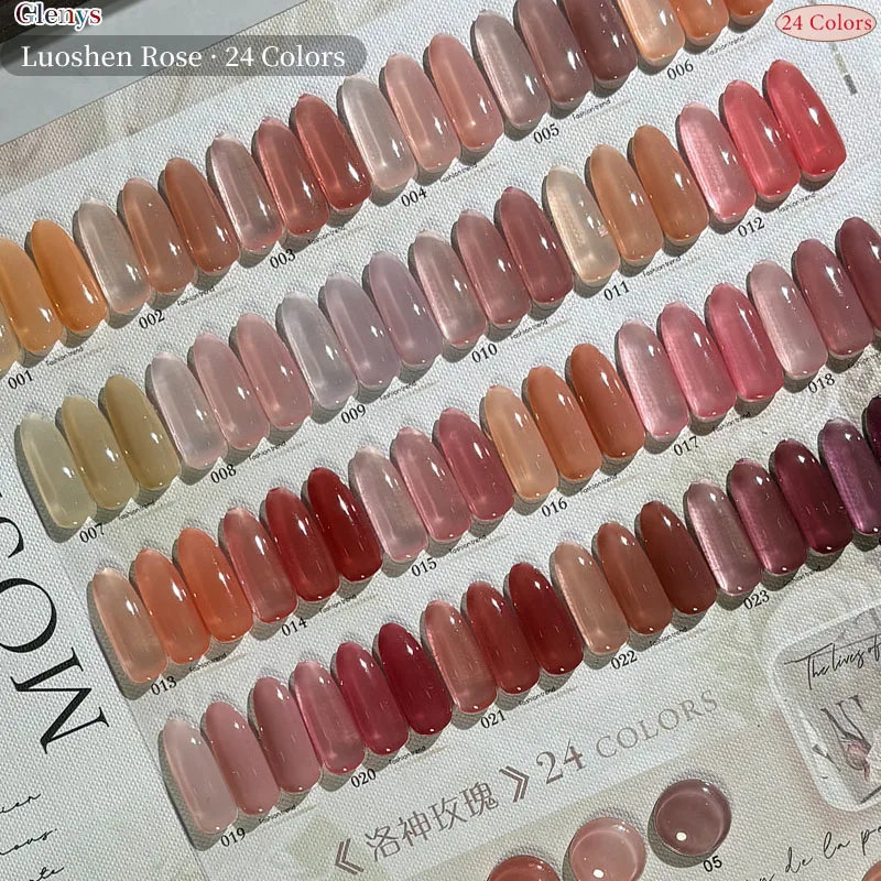 Glenys 24 couleurs Luoyang rose vernis à ongles gel net rouge populaire semi permanent carte de couleur d'immersion salon de manucure nail art ensemble de vernis