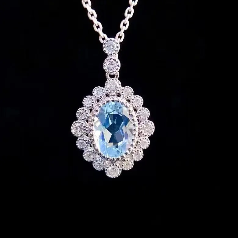 

Seiko Natural Sea Blue Treasure Necklace Women's European and American Light Luxury Exquisite Clavicle Chain